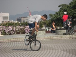 凄い技を見せる、まだ少ないが観衆の目がライダー達に