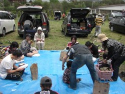 Climbライダー達、駐車場で一先ず休息