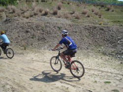 菖蒲谷MTB 林道に向かうトラちゃん